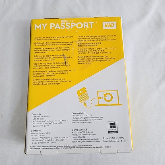 WD My Passport  1TB WDBYNN0010BBK Portable Hard Drive (HARD DRIVE ONLY) - Picture 9 of 11